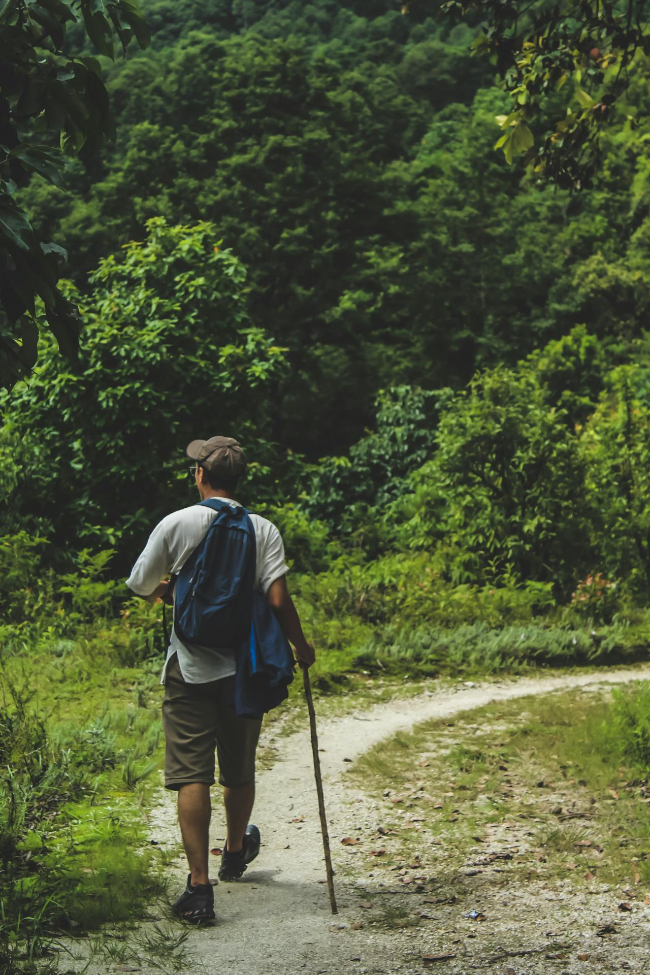 Individual engaged in outdoor walking exercise